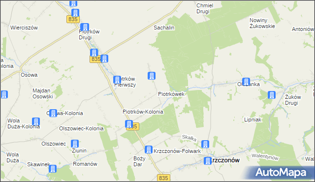 mapa Piotrkówek gmina Krzczonów, Piotrkówek gmina Krzczonów na mapie Targeo