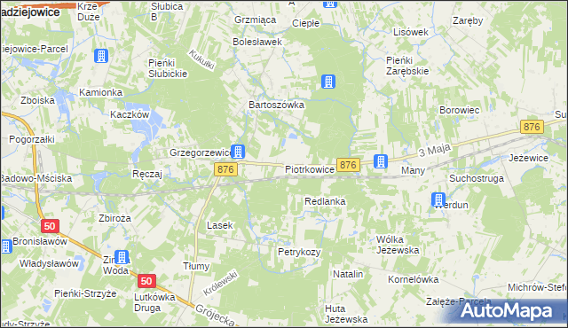 mapa Piotrkowice gmina Żabia Wola, Piotrkowice gmina Żabia Wola na mapie Targeo