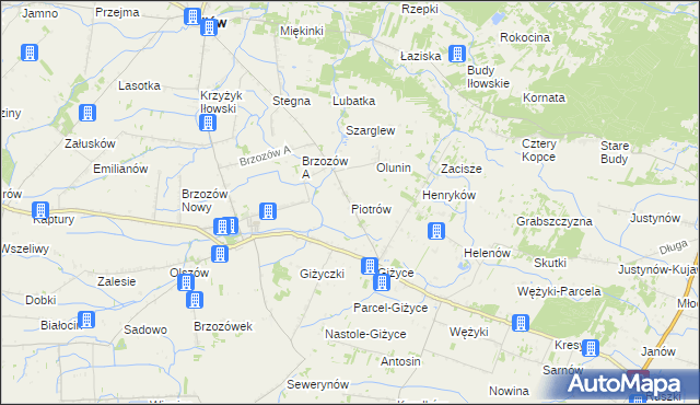 mapa Piotrów gmina Iłów, Piotrów gmina Iłów na mapie Targeo