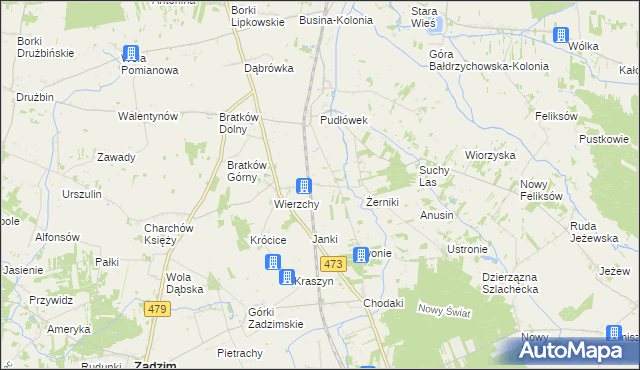 mapa Piotrów gmina Zadzim, Piotrów gmina Zadzim na mapie Targeo