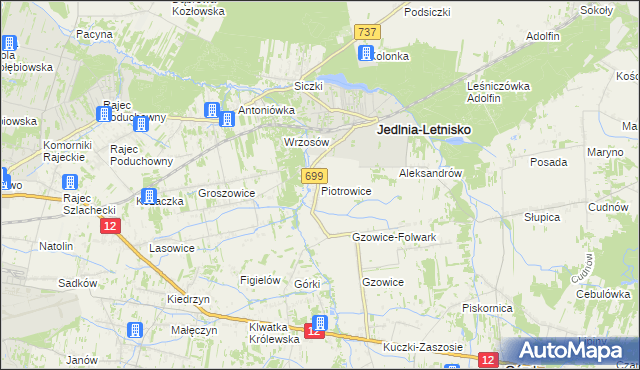 mapa Piotrowice gmina Jedlnia-Letnisko, Piotrowice gmina Jedlnia-Letnisko na mapie Targeo