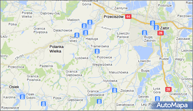 mapa Piotrowice gmina Przeciszów, Piotrowice gmina Przeciszów na mapie Targeo