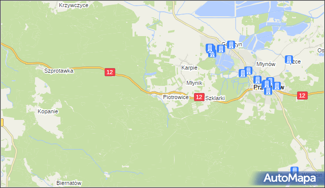 mapa Piotrowice gmina Przemków, Piotrowice gmina Przemków na mapie Targeo