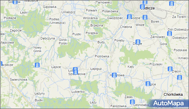 mapa Piotrówka gmina Jedlicze, Piotrówka gmina Jedlicze na mapie Targeo