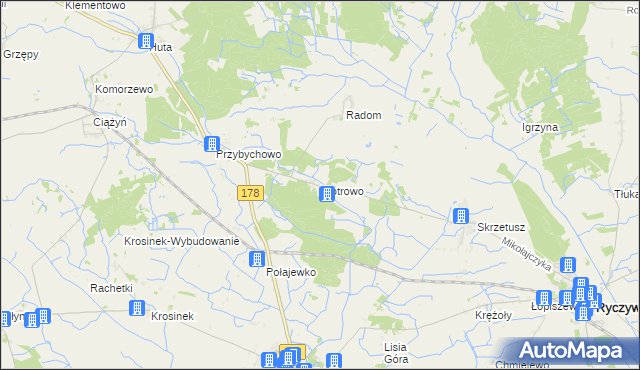 mapa Piotrowo gmina Ryczywół, Piotrowo gmina Ryczywół na mapie Targeo