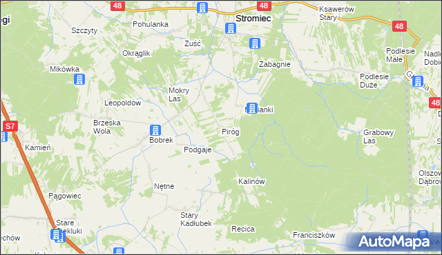 mapa Piróg gmina Stromiec, Piróg gmina Stromiec na mapie Targeo