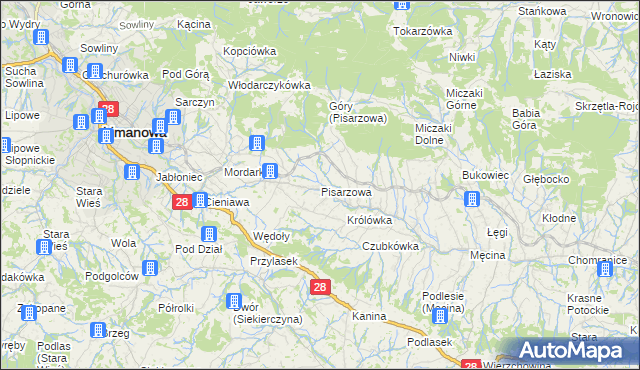 mapa Pisarzowa, Pisarzowa na mapie Targeo