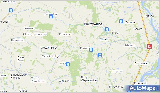 mapa Piskornia gmina Pokrzywnica, Piskornia gmina Pokrzywnica na mapie Targeo