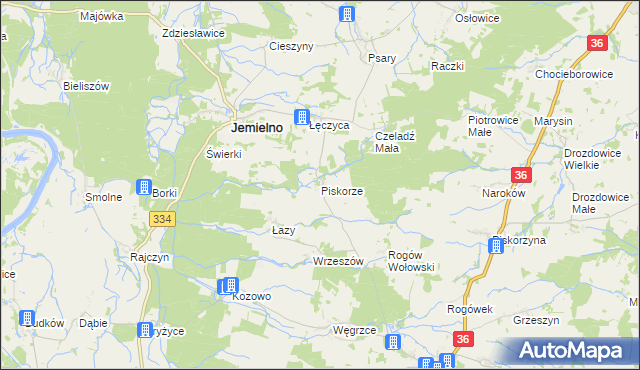 mapa Piskorze, Piskorze na mapie Targeo