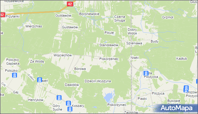 mapa Piskorzeniec, Piskorzeniec na mapie Targeo