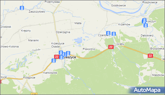 mapa Piskorzno, Piskorzno na mapie Targeo