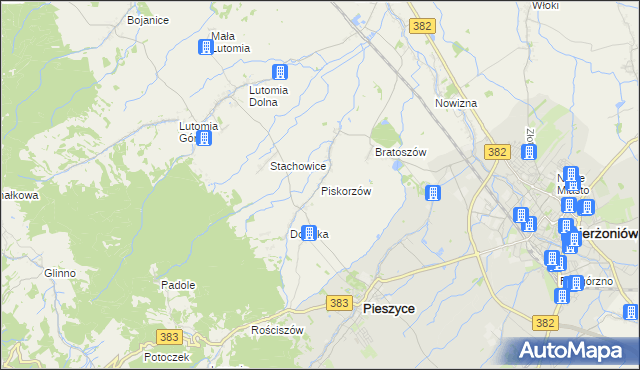 mapa Piskorzów gmina Pieszyce, Piskorzów gmina Pieszyce na mapie Targeo