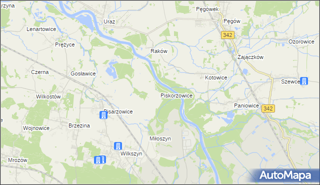 mapa Piskorzowice, Piskorzowice na mapie Targeo