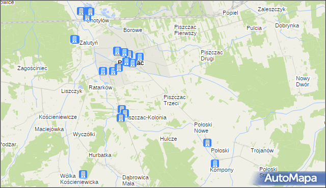 mapa Piszczac Trzeci, Piszczac Trzeci na mapie Targeo