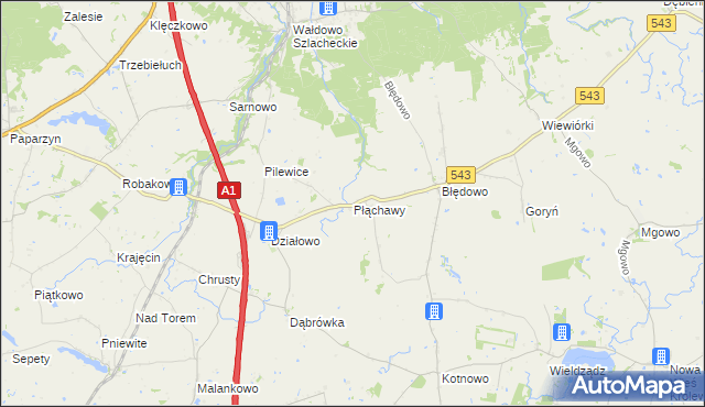 mapa Płąchawy, Płąchawy na mapie Targeo