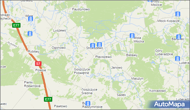 mapa Płaciszewo, Płaciszewo na mapie Targeo