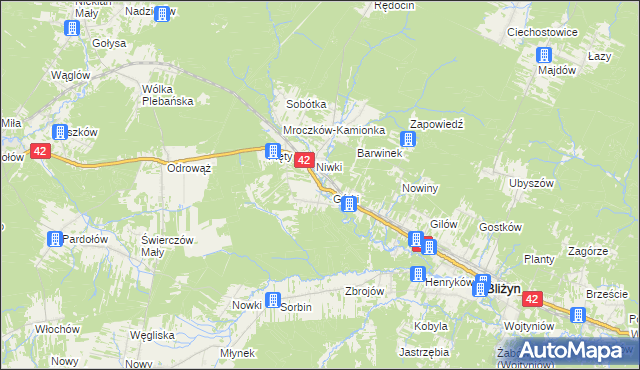 mapa Płaczków, Płaczków na mapie Targeo