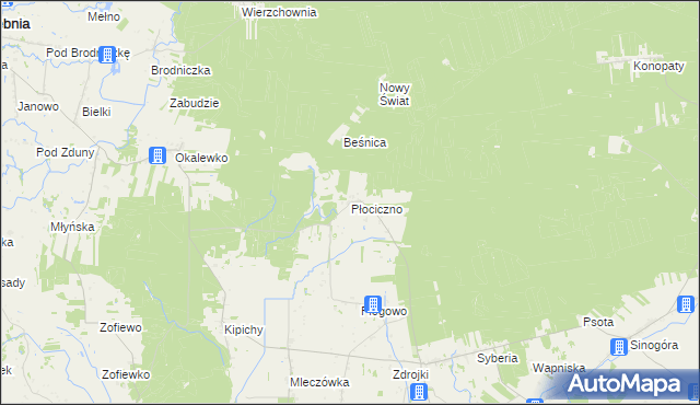 mapa Płociczno gmina Lubowidz, Płociczno gmina Lubowidz na mapie Targeo