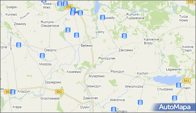 mapa Płonczynek, Płonczynek na mapie Targeo