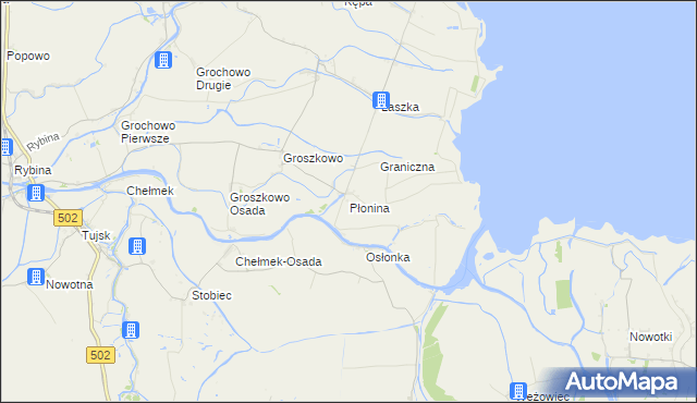 mapa Płonina gmina Sztutowo, Płonina gmina Sztutowo na mapie Targeo