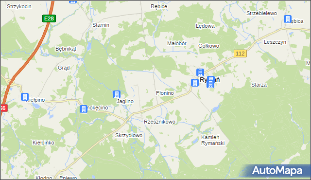 mapa Płonino, Płonino na mapie Targeo