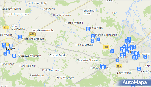 mapa Płonka-Matyski, Płonka-Matyski na mapie Targeo