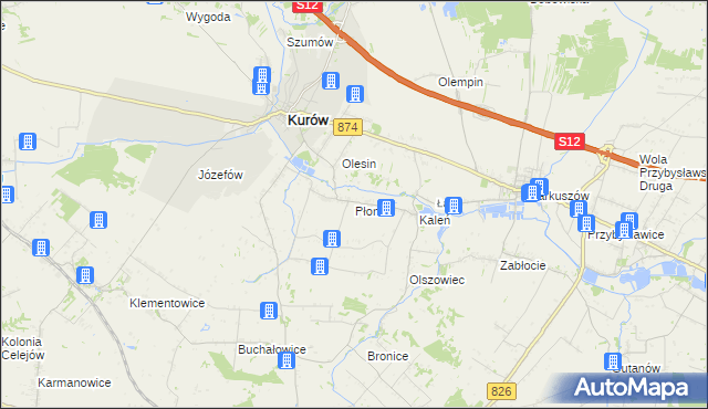 mapa Płonki, Płonki na mapie Targeo