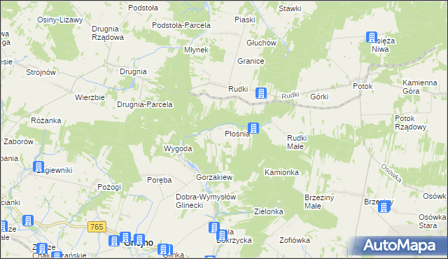 mapa Płośnia, Płośnia na mapie Targeo