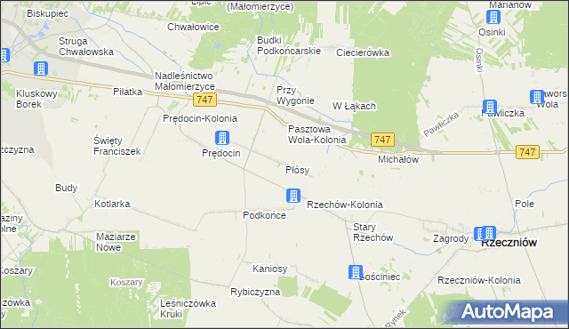 mapa Płósy, Płósy na mapie Targeo