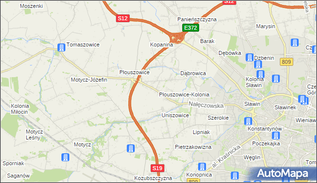 mapa Płouszowice-Kolonia, Płouszowice-Kolonia na mapie Targeo