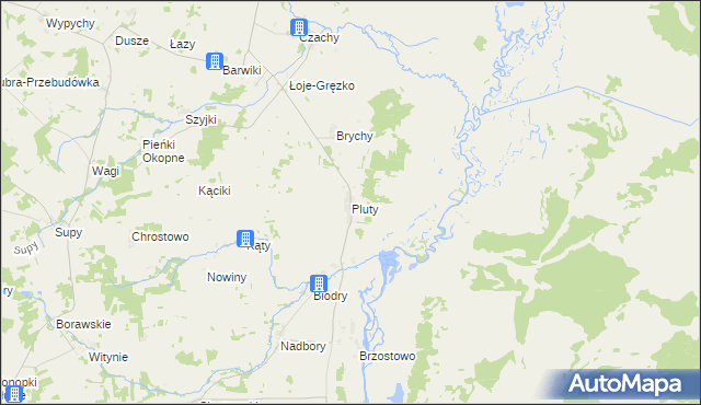 mapa Pluty gmina Jedwabne, Pluty gmina Jedwabne na mapie Targeo