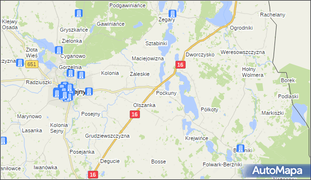 mapa Poćkuny, Poćkuny na mapie Targeo