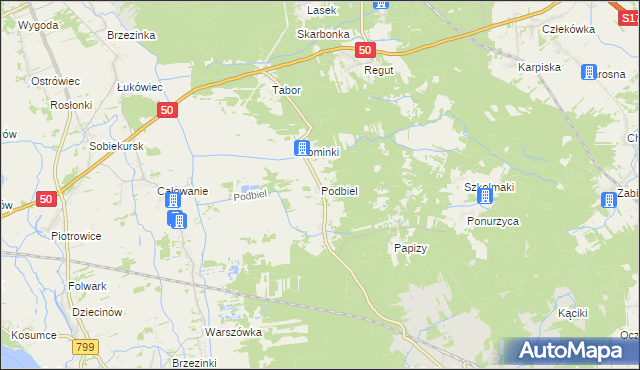 mapa Podbiel gmina Celestynów, Podbiel gmina Celestynów na mapie Targeo