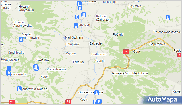 mapa Podborcze, Podborcze na mapie Targeo