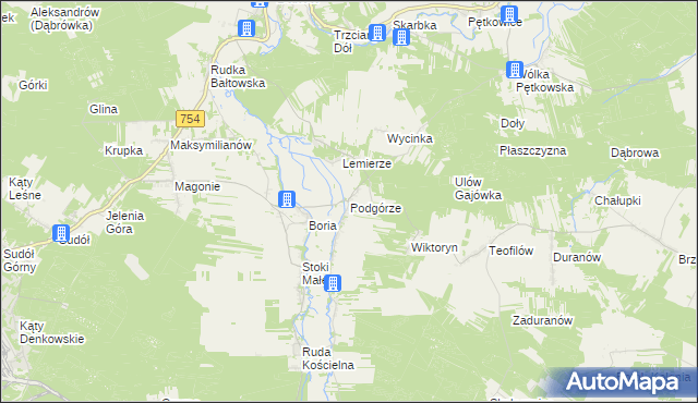 mapa Podgórze gmina Ćmielów, Podgórze gmina Ćmielów na mapie Targeo