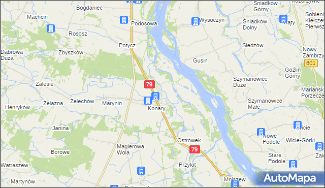 mapa Podgórzyce gmina Warka, Podgórzyce gmina Warka na mapie Targeo