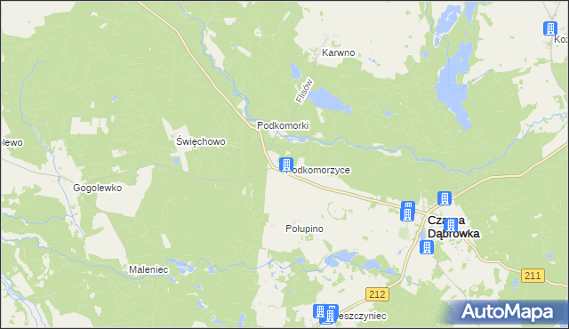 mapa Podkomorzyce, Podkomorzyce na mapie Targeo