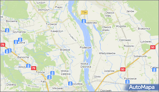 mapa Podłęcze gmina Góra Kalwaria, Podłęcze gmina Góra Kalwaria na mapie Targeo