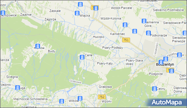 mapa Podlesie gmina Bodzentyn, Podlesie gmina Bodzentyn na mapie Targeo