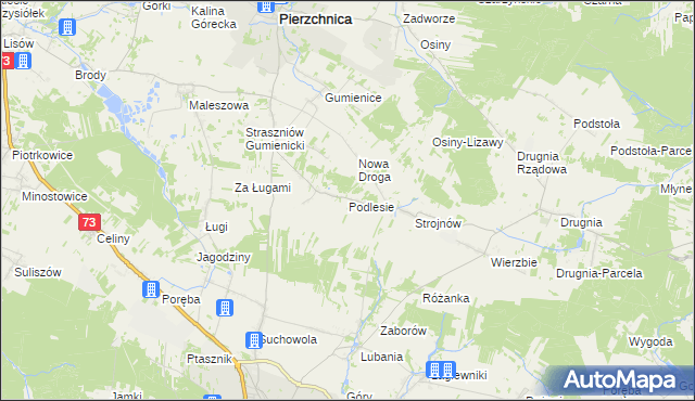 mapa Podlesie gmina Pierzchnica, Podlesie gmina Pierzchnica na mapie Targeo