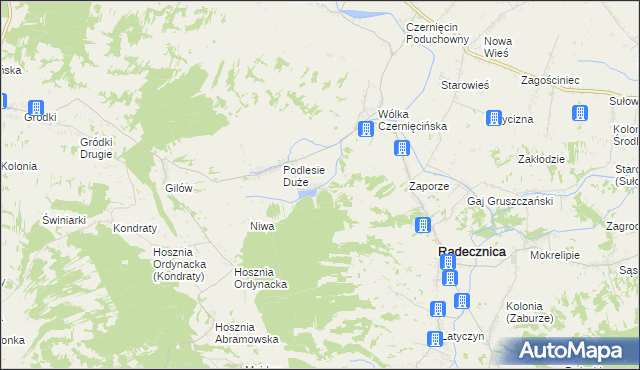 mapa Podlesie Małe gmina Radecznica, Podlesie Małe gmina Radecznica na mapie Targeo