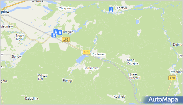 mapa Podlesiec, Podlesiec na mapie Targeo