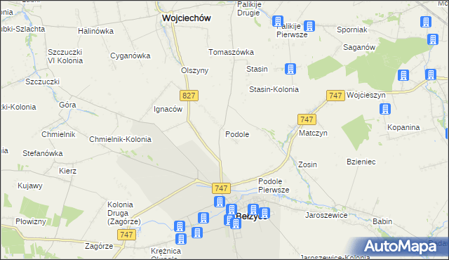 mapa Podole gmina Bełżyce, Podole gmina Bełżyce na mapie Targeo