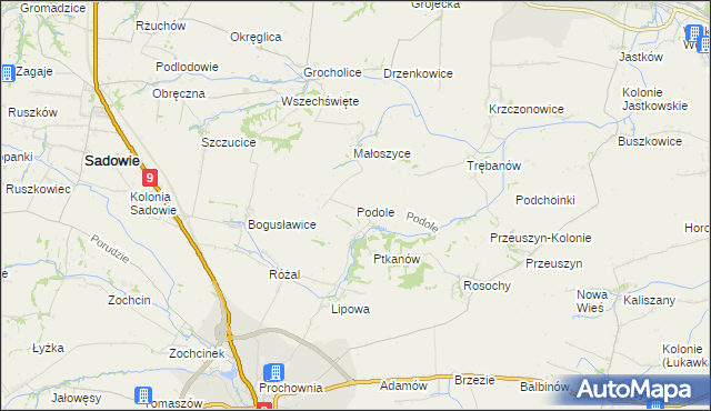 mapa Podole gmina Opatów, Podole gmina Opatów na mapie Targeo