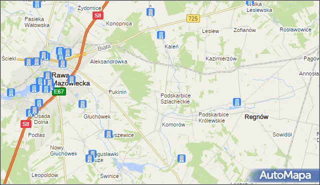 mapa Podskarbice Szlacheckie, Podskarbice Szlacheckie na mapie Targeo