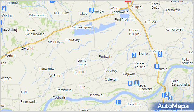 mapa Podwale gmina Pacanów, Podwale gmina Pacanów na mapie Targeo