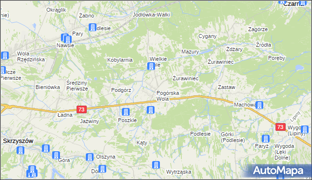 mapa Pogórska Wola, Pogórska Wola na mapie Targeo