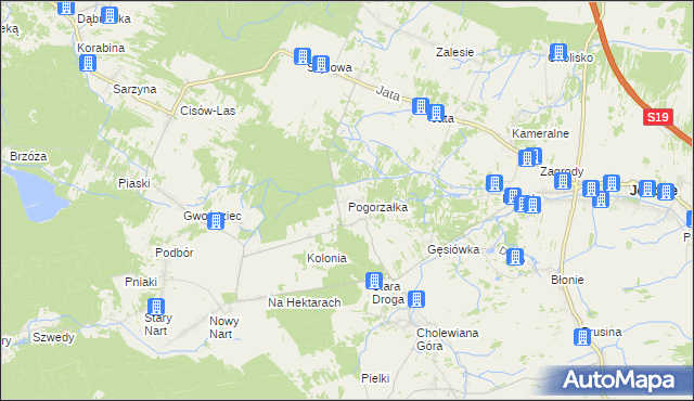 mapa Pogorzałka gmina Jeżowe, Pogorzałka gmina Jeżowe na mapie Targeo