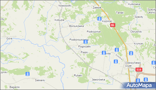 mapa Pogorzałki gmina Dobrzyniewo Duże, Pogorzałki gmina Dobrzyniewo Duże na mapie Targeo