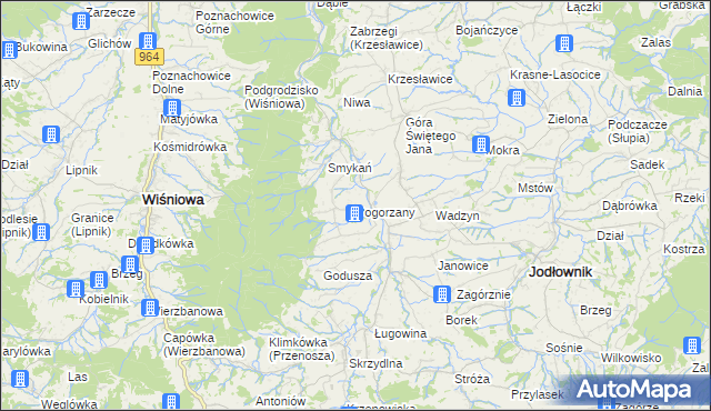 mapa Pogorzany, Pogorzany na mapie Targeo